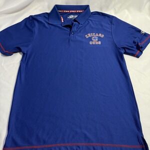Men's Size Medium MLB Chicago Cubs True Fan Short Sleeve Baseball Polo Shirt